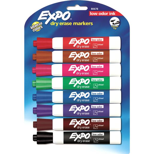 Expo Low Odor Markers - Chisel Marker Point Style - Assorted - 8 / Pack