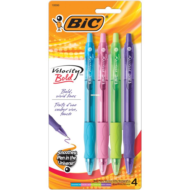 Velocity® Bold Ball Pens, 4-count assorted