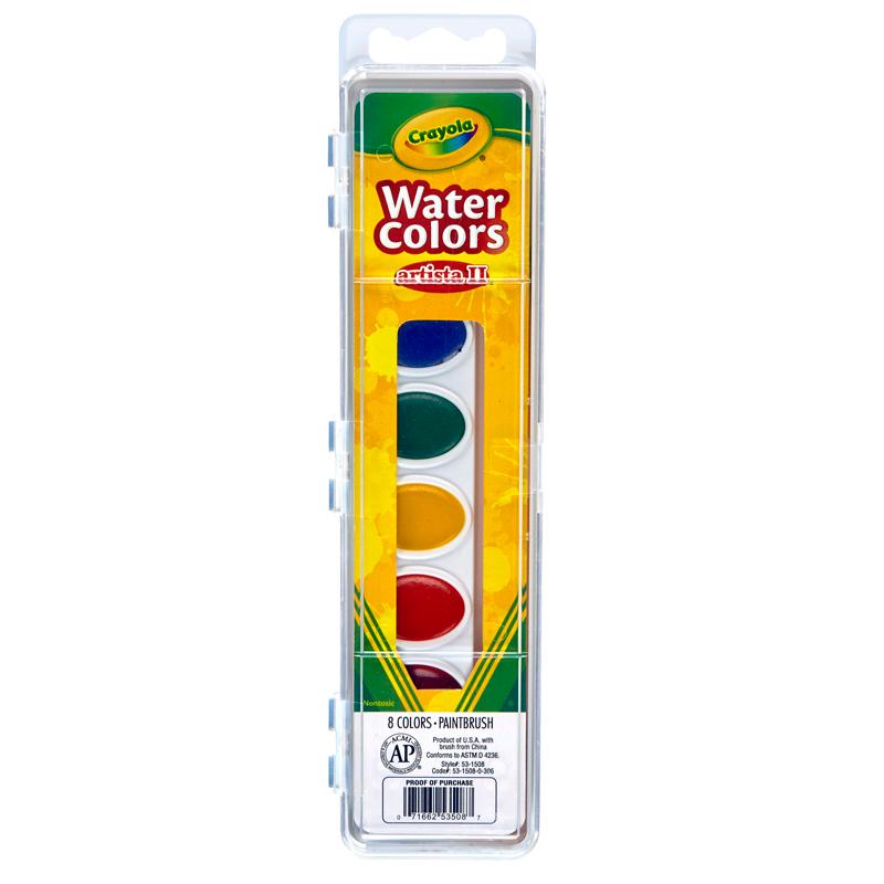 Artista II® Watercolors, 8 Semi-moist Oval Pans & 1 Brush