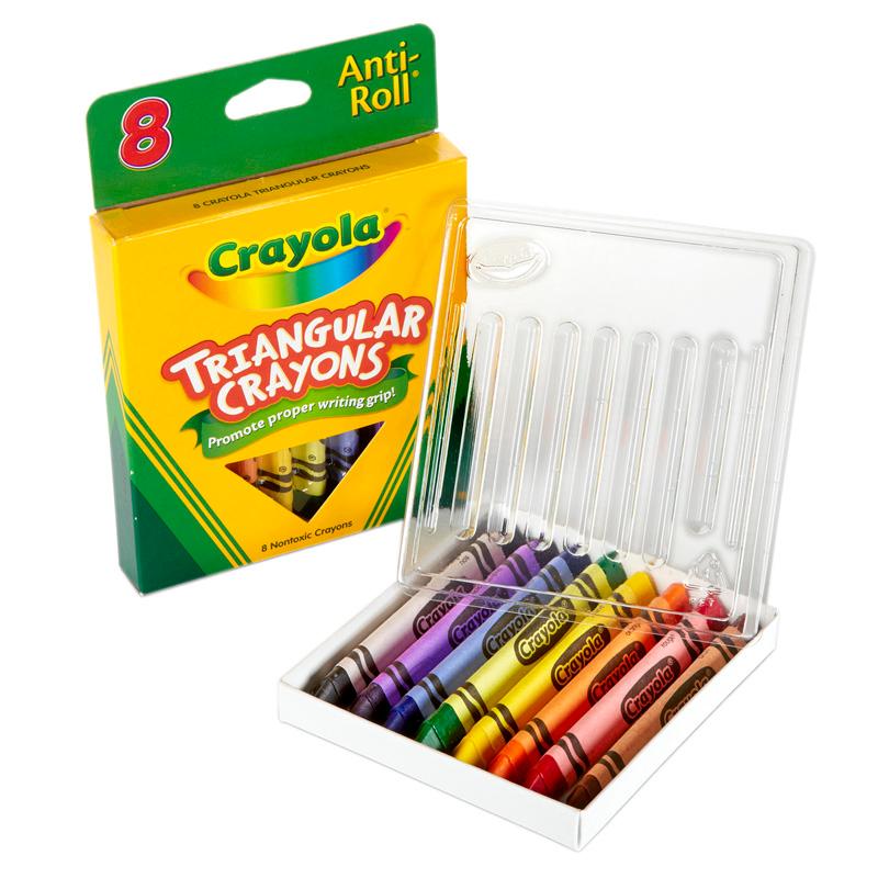 Crayola® Triangular Anti-Roll Crayons, 8 colors