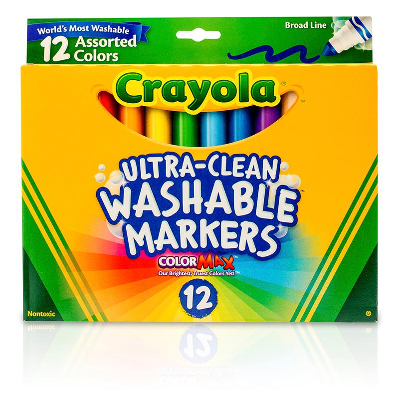 Ultra-Clean Broad Line Washable Markers, Assorted, 12 Count