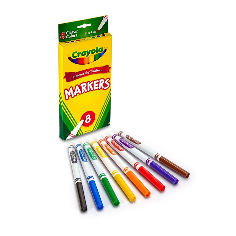  Crayola & Reg ; Original Formula Markers, Fine Tip, 8 Classic Colors