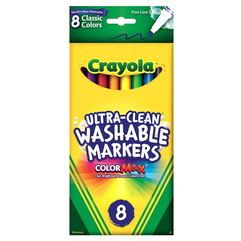 Crayola® Washable Formula Markers, Fine tip, 8 Classic Colors