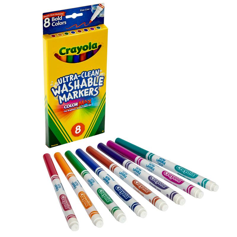 Crayola® Washable Formula Markers, Fine tip, 8 Bold Colors