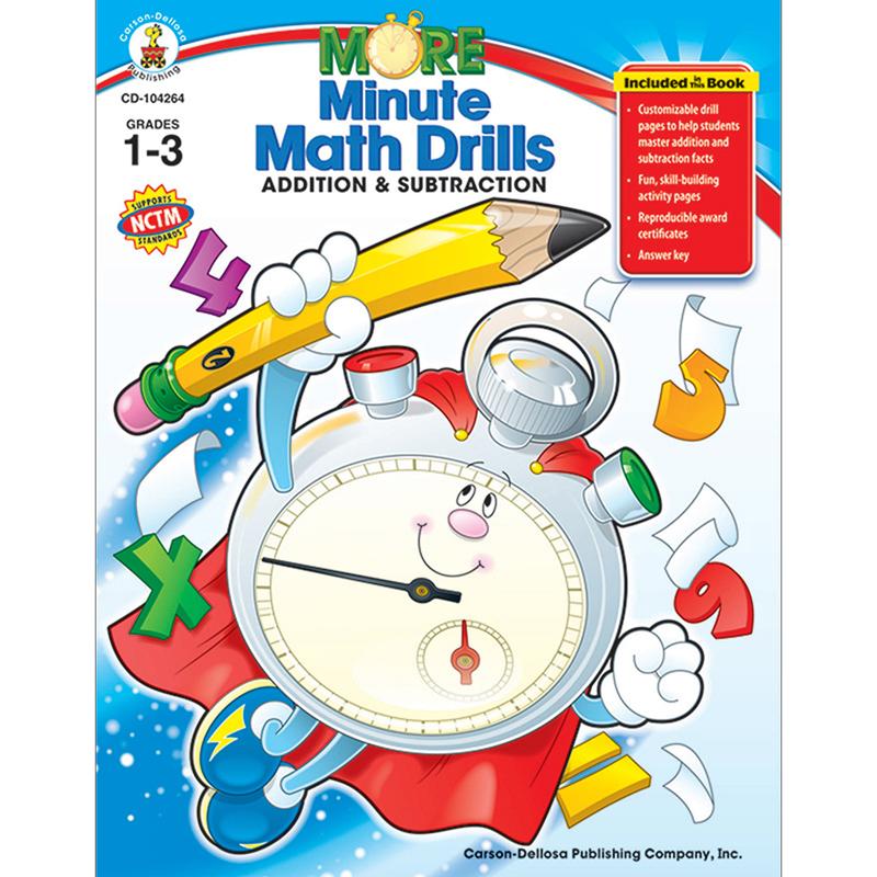 More Minute Math Drills: Addition and Subtraction Resource Book, Grade 1-3