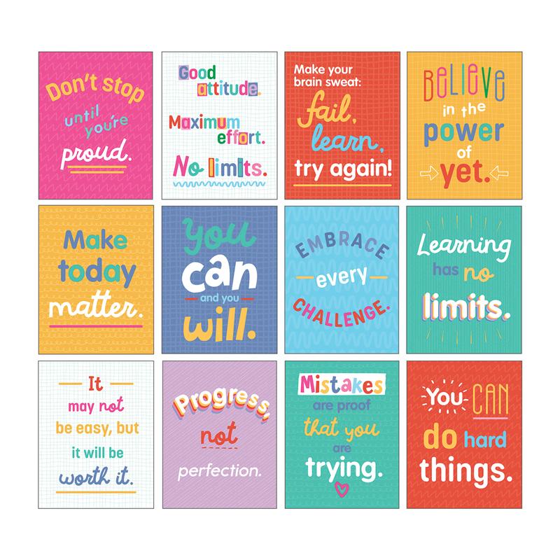  Mini Posters : Growth Mindset Quotes Poster Set, 12 Pieces