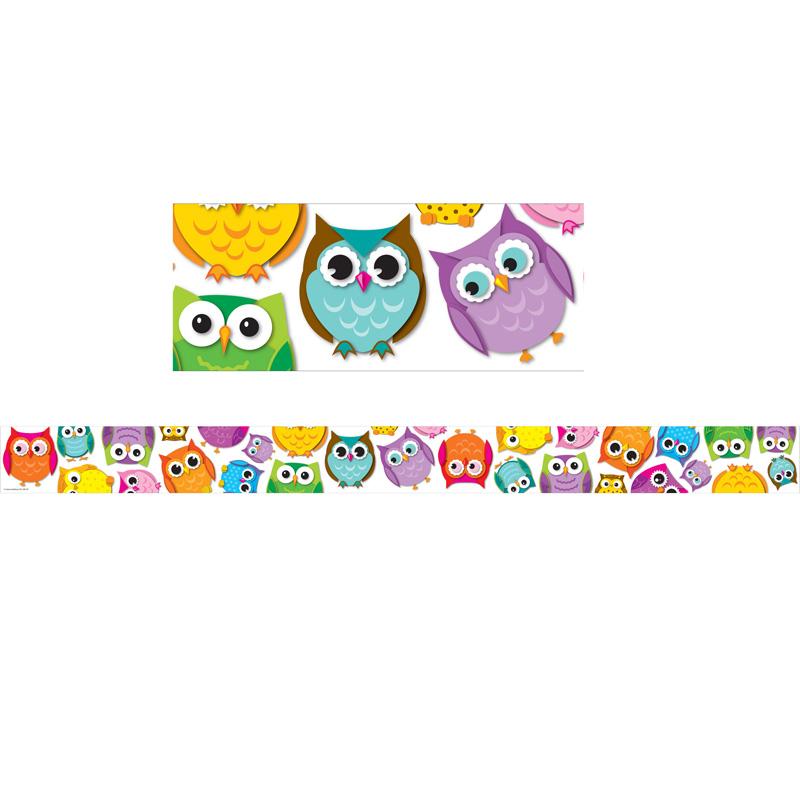 Colorful Owls Straight Border, 36'