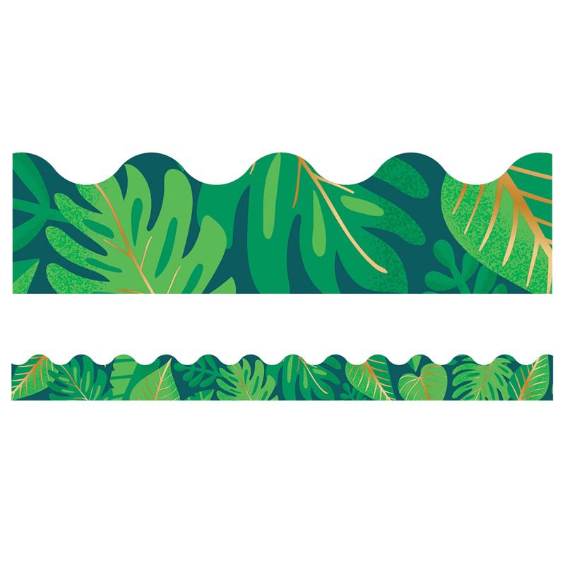 One World Tropical Leaves Scalloped Border, 39'