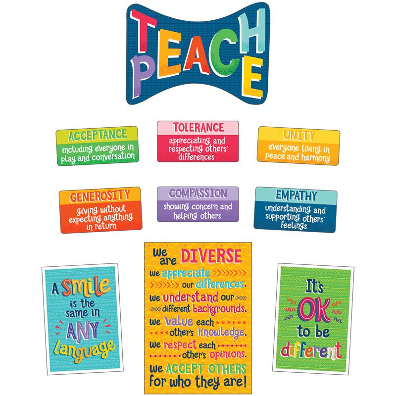  One World Teach Peace Bulletin Board Set, Grade 2- 6