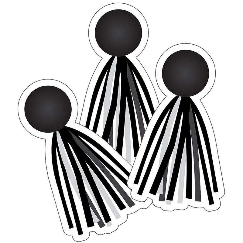  Simply Stylish Black & White Tassels Cut- Outs, Pack Of 36