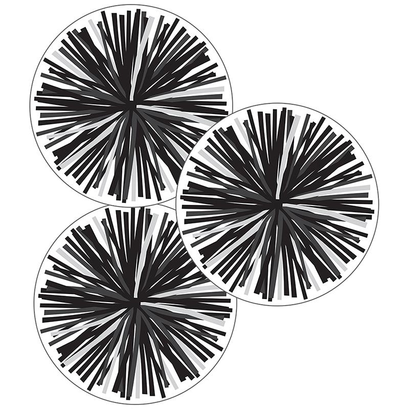  Simply Stylish Black & White Poms Cut- Outs, Pack Of 36