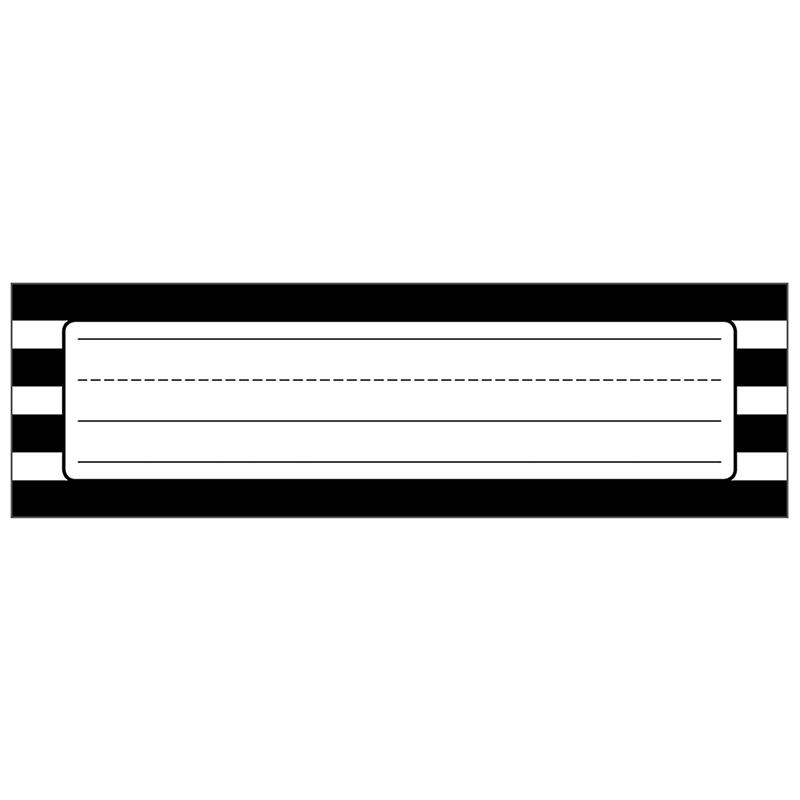 Simply Stylish Black & White Stripe Nameplates, 9.5