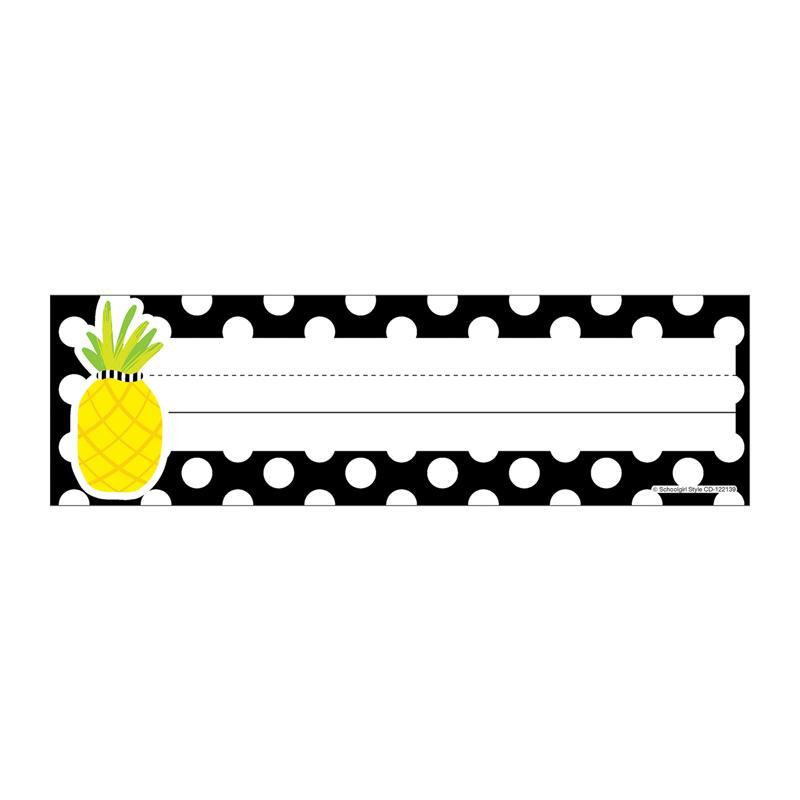  Simply Stylish Tropical Pineapple Polka Dot Nameplates, Pack Of 36