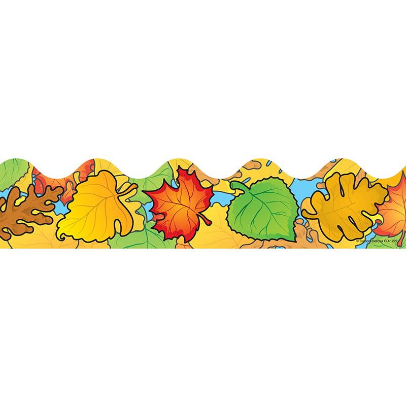 Colored Leaves Scalloped Border