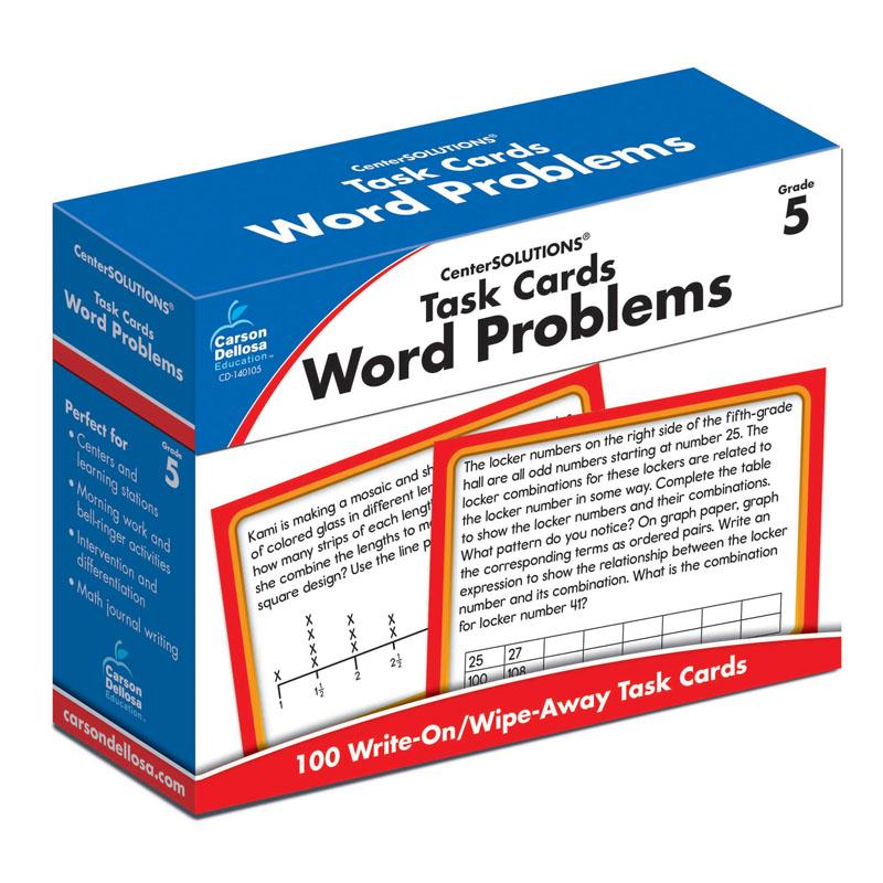 Word Problems Task Card, Grade 5, Pack of 100