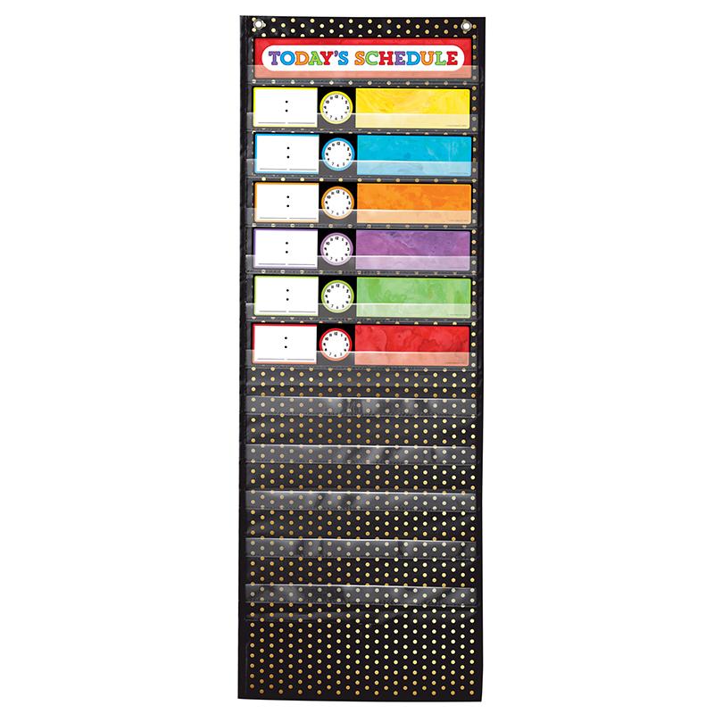 Deluxe Scheduling: Gold Polka Dot Pocket Chart