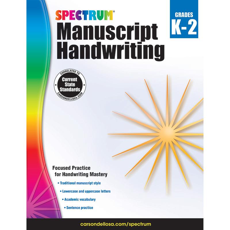  Spectrum Manuscript Handwriting, Grades K & Ndash ; 2