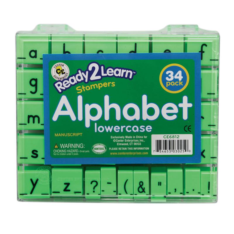 Alphabet Stamps, Lowercase, Small, Set of 34