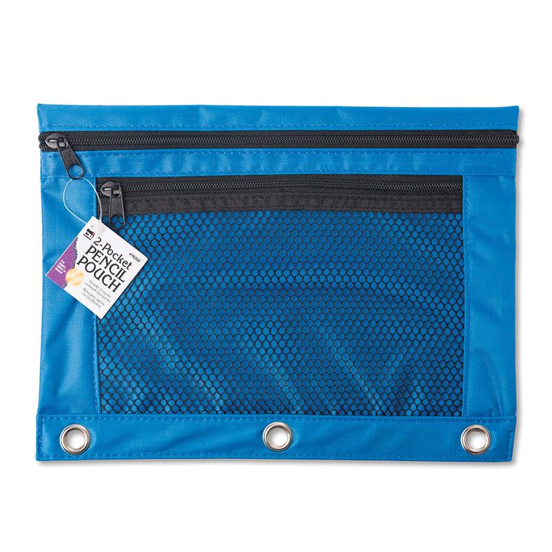 Pencil Pouch for Binder with 2 Pockets, Front Mesh Pocket, Assorted Colors