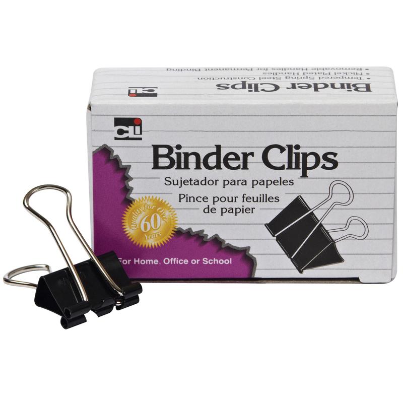 Binder Clips, Medium, 5/8 Capacity, Black/Silver, 12/Box