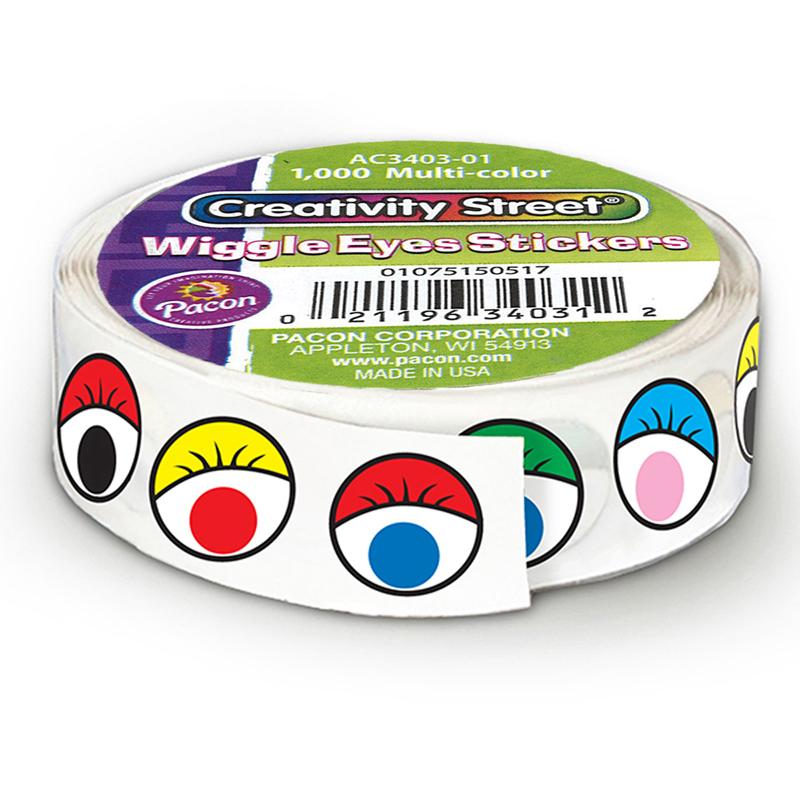 Wiggle Eyes Sticker Roll, Multi-Color, 0.5