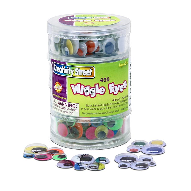 Wiggle Eyes Storage Stacker, Round Assorted Black, Painted & Bright, Assorted Sizes, 400 Pieces