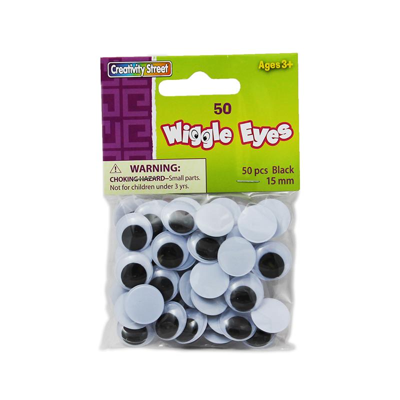 Wiggle Eyes, Black, 15 mm, 50 Pieces