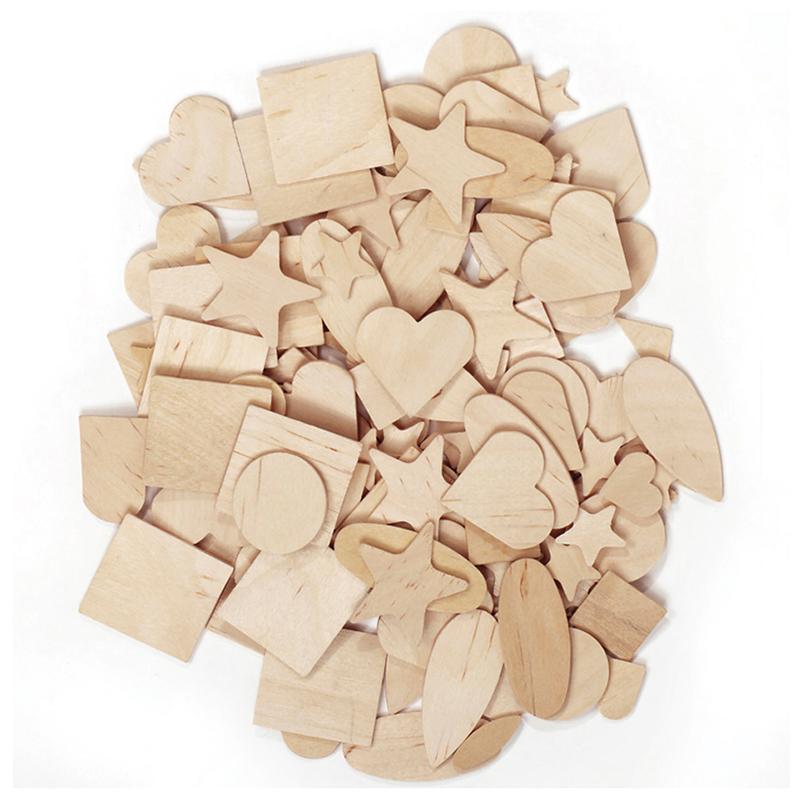 Wood Shapes, Natural Colored, Assorted Shapes, 0.5