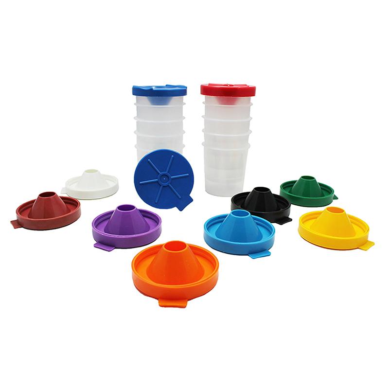 No-Spill Round Paint Cups with Colored Lids, 3