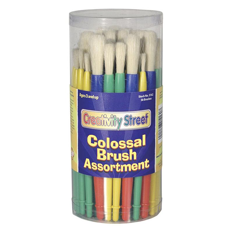 Plastic Handle Brush Classroom Packs, Preschool Brush Assortment, 7