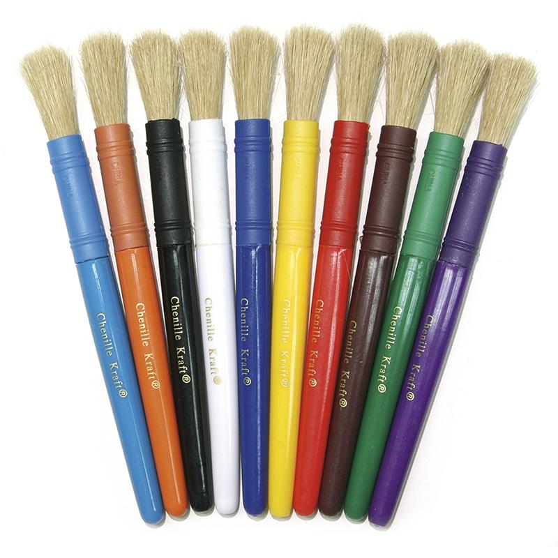 Beginner Paint Brushes, 10 Assorted Colors, 7