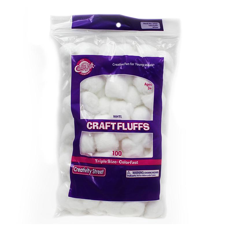 Triple Size Craft Fluffs, White, Approx. 1