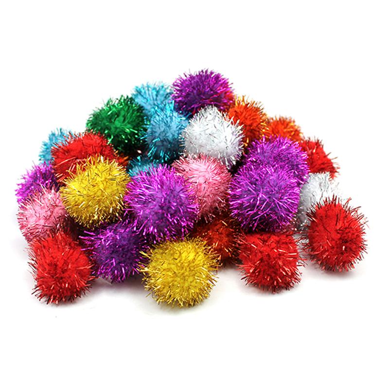 Glitter Pom Pons, Assorted Colors, 1