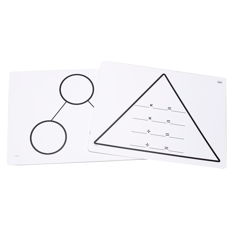Write-On/Wipe-Off Fact Family Triangle Mat, Multiplication, Pack of 10