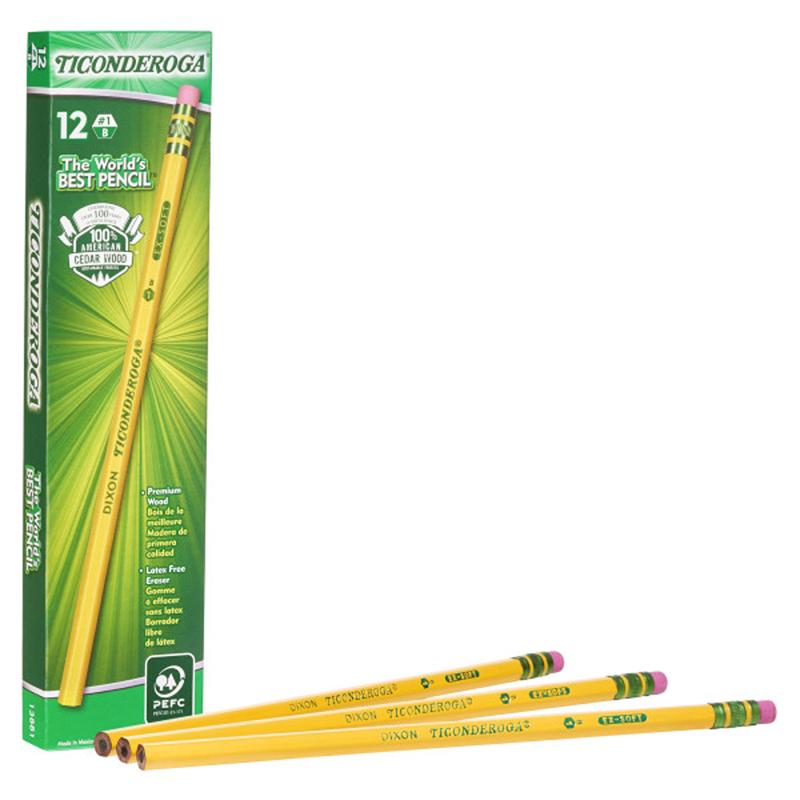 Original Ticonderoga® Pencils, No. 1 Extra Soft Yellow, Unsharpened, Box of 12