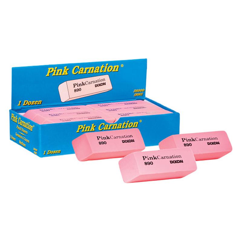 Pink Carnation Erasers, Medium, 2-5/16 x 13/16 x 7/17 Each