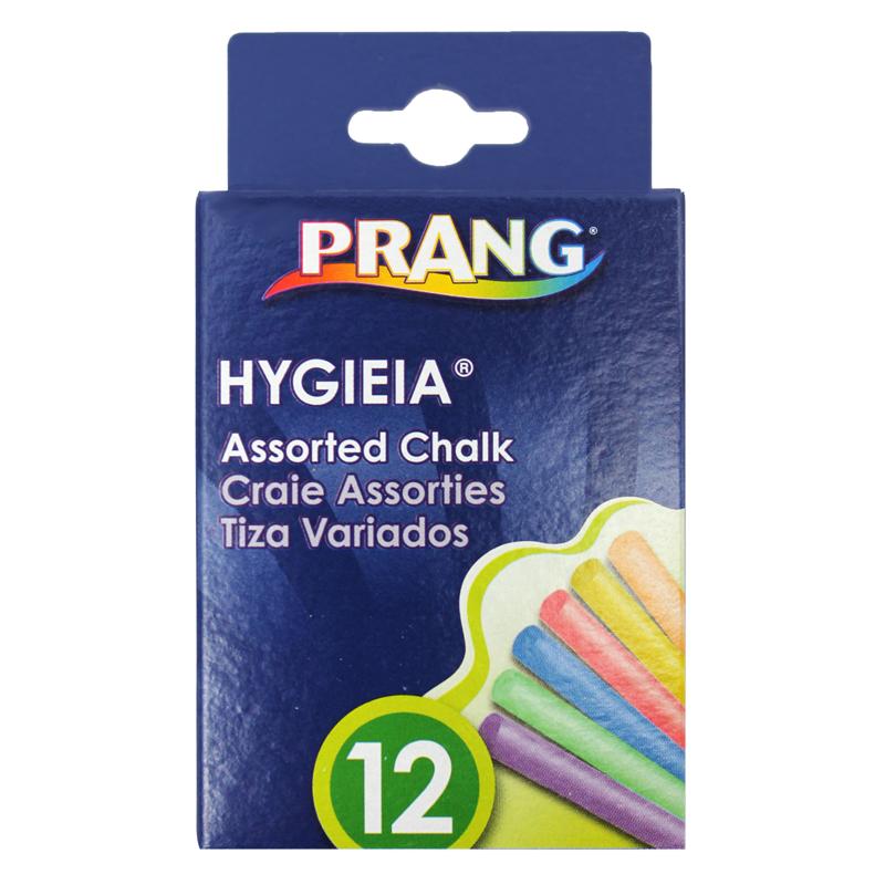  Prang & Reg ; Hygieia & Reg ; Dustless Board Chalk, Assorted Colors, 12/Pkg