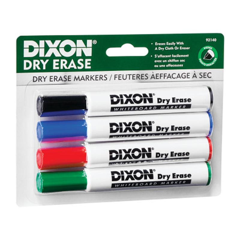 Dry Erase Markers Wedge Tip, 4 Color Set