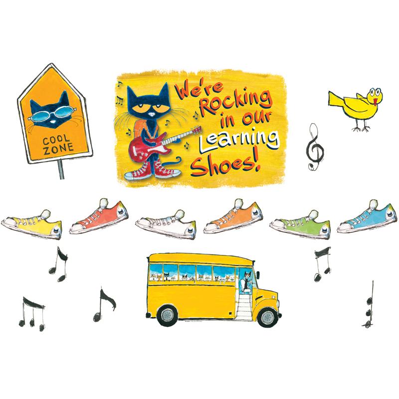  Pete The Cat We ' Re Rocking In Our Learning Shoes Bulletin Board Set