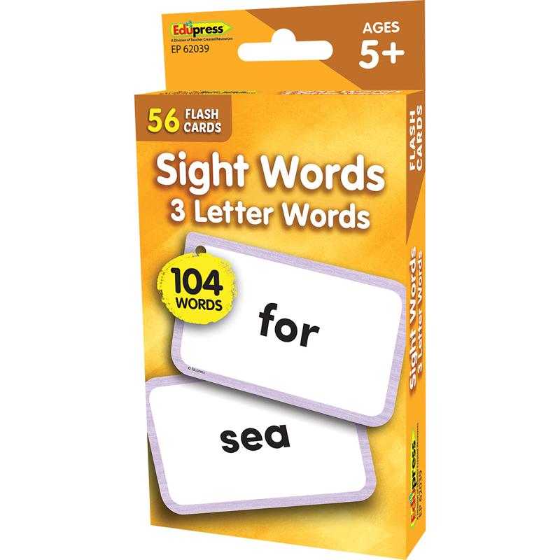 Sight Words - 3 Letter Words Flash Cards