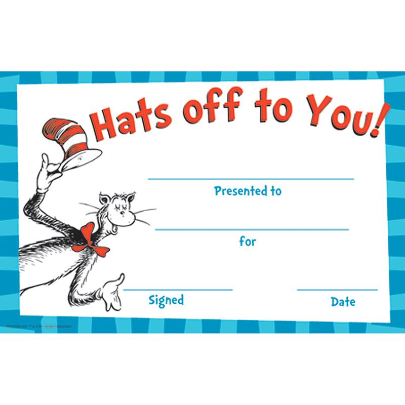 Cat in the Hat Hat's Off to You! Recognition Awards, 36/pkg