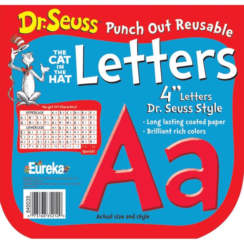  Dr.Seuss Punch Out Reusable Red Letters, 4 
