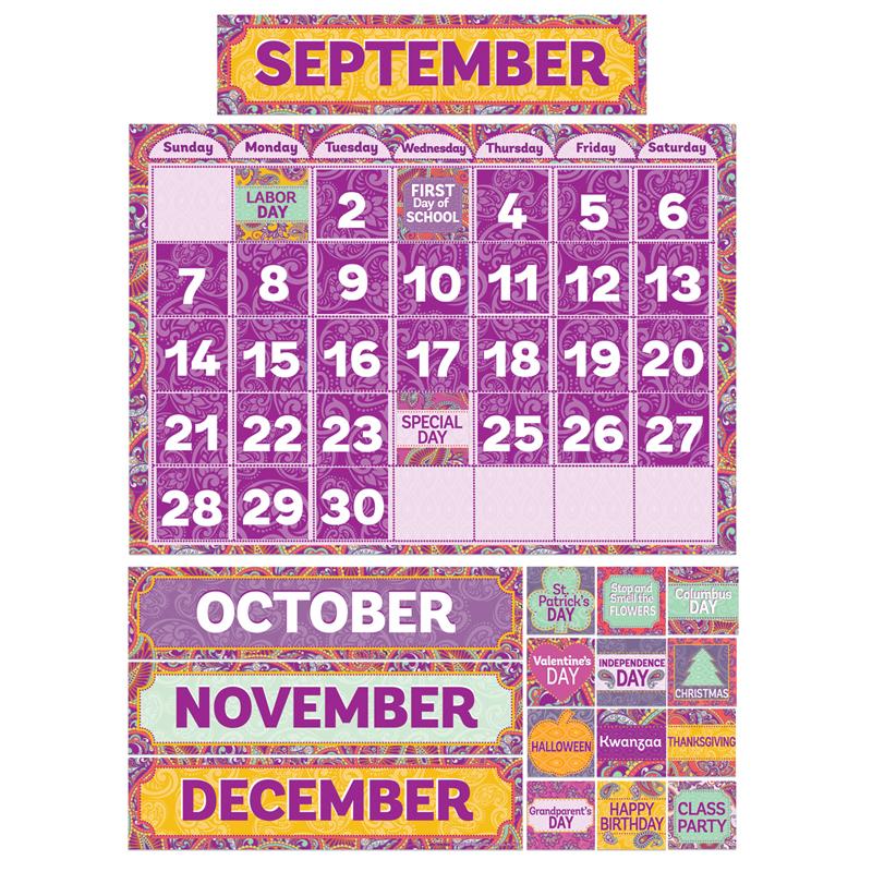 Positively Paisley Calendar Bulletin Board Set