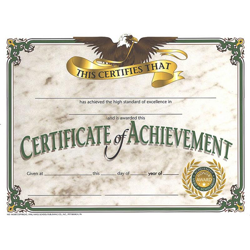 Certificate of Achievement, 8.5