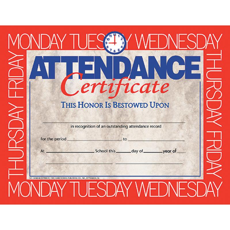 Attendance Certificate, 8.5