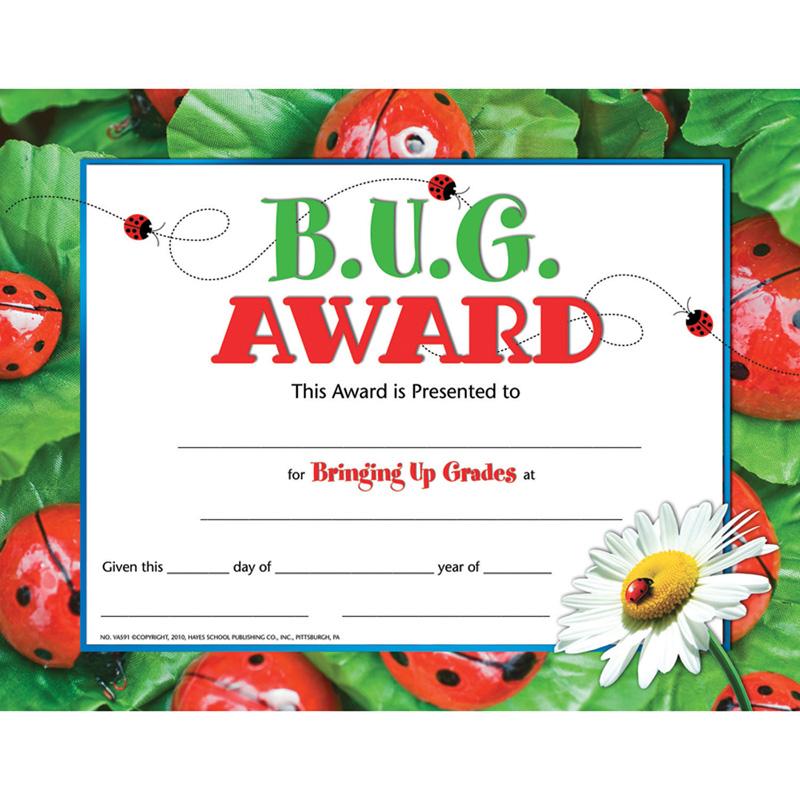 B.U.G. Award Certificate, Pack of 30, 8.5