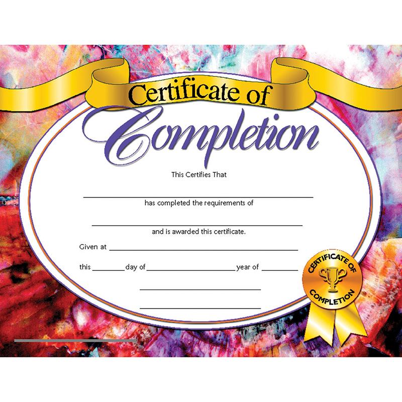 Certificate of Completion, 8.5