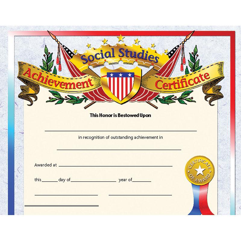 Social Studies Achievement Certificate, 30/pkg