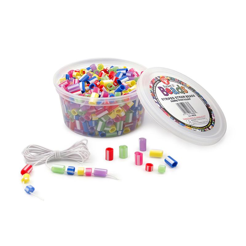 Bucket O' Beads, Striped Straw, Assorted Sizes, Pack of 100