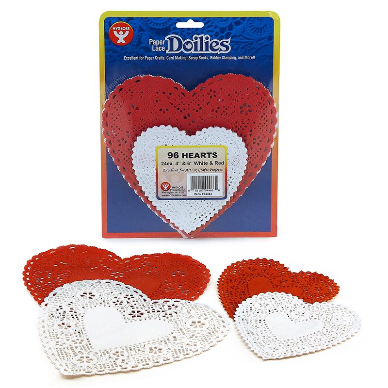 Doilies, White & Red Hearts, 24 Each, 4